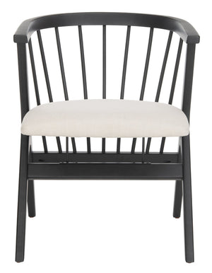 Safavieh NOAH Spindle Dining Chair Set of 2 - Sleek Black Frame with Beige Cushion for Modern Elegance DCH1004A-SET2