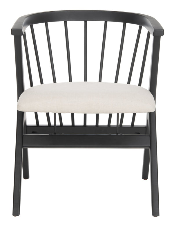 Safavieh NOAH Spindle Dining Chair Set of 2 - Sleek Black Frame with Beige Cushion for Modern Elegance DCH1004A-SET2