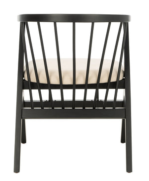 Safavieh NOAH Spindle Dining Chair Set of 2 - Sleek Black Frame with Beige Cushion for Modern Elegance DCH1004A-SET2