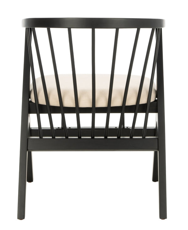 Safavieh NOAH Spindle Dining Chair Set of 2 - Sleek Black Frame with Beige Cushion for Modern Elegance DCH1004A-SET2