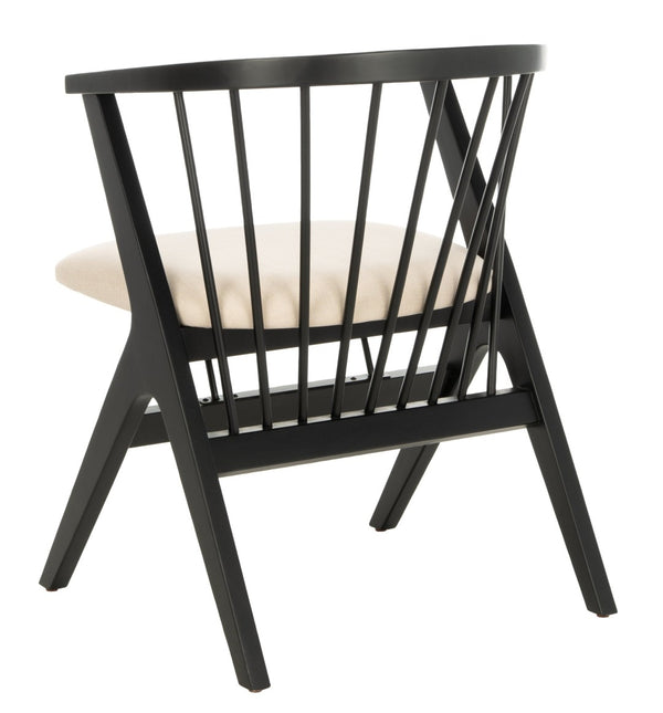 Safavieh NOAH Spindle Dining Chair Set of 2 - Sleek Black Frame with Beige Cushion for Modern Elegance DCH1004A-SET2