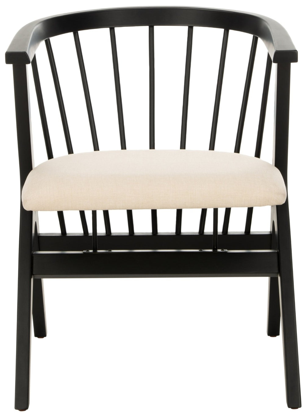Safavieh NOAH Spindle Dining Chair Set of 2 - Sleek Black Frame with Beige Cushion for Modern Elegance DCH1004A-SET2
