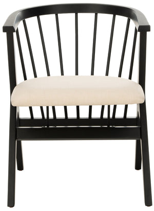Safavieh NOAH Spindle Dining Chair Set of 2 - Sleek Black Frame with Beige Cushion for Modern Elegance DCH1004A-SET2