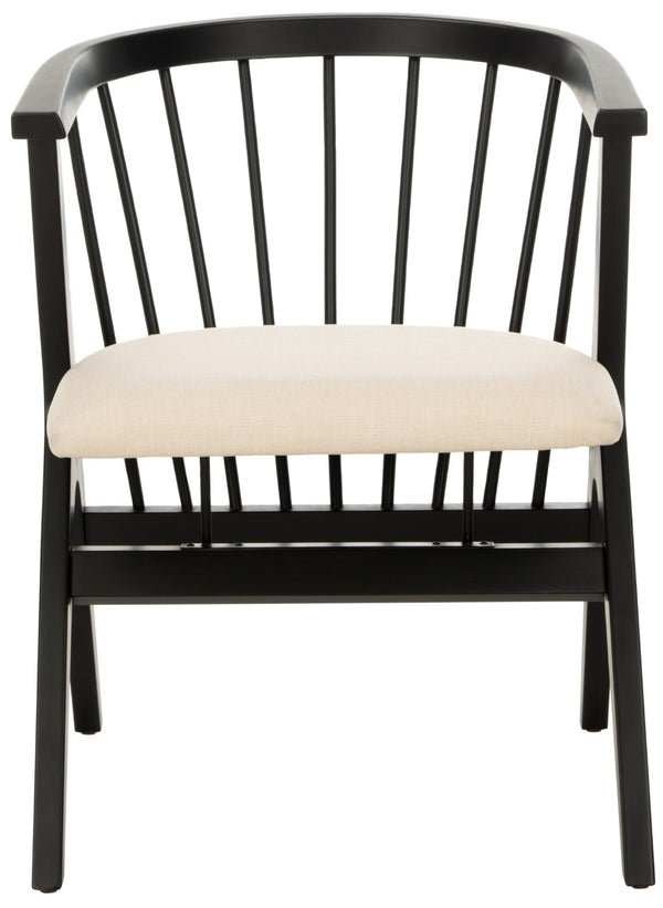 Safavieh NOAH Spindle Dining Chair Set of 2 - Sleek Black Frame with Beige Cushion for Modern Elegance DCH1004A-SET2