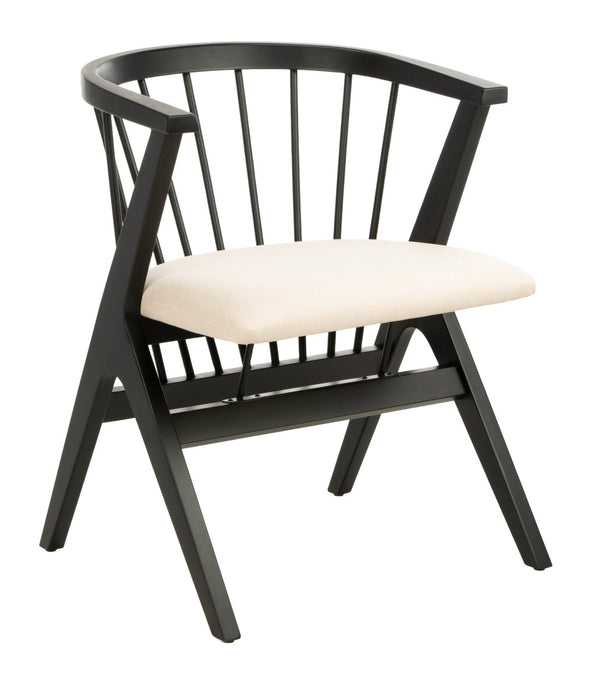 Safavieh NOAH Spindle Dining Chair Set of 2 - Sleek Black Frame with Beige Cushion for Modern Elegance DCH1004A-SET2