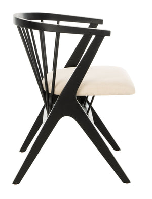 Safavieh NOAH Spindle Dining Chair Set of 2 - Sleek Black Frame with Beige Cushion for Modern Elegance DCH1004A-SET2