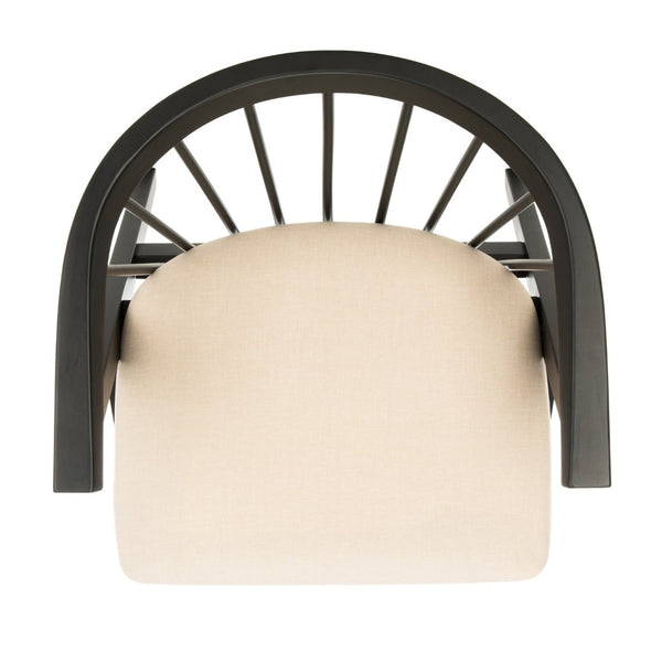 Safavieh NOAH Spindle Dining Chair Set of 2 - Sleek Black Frame with Beige Cushion for Modern Elegance DCH1004A-SET2