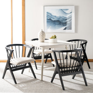 Safavieh NOAH Spindle Dining Chair Set of 2 - Sleek Black Frame with Beige Cushion for Modern Elegance DCH1004A-SET2