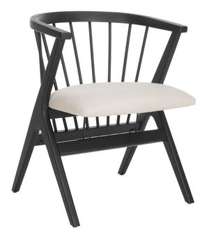 Safavieh NOAH Spindle Dining Chair Set of 2 - Sleek Black Frame with Beige Cushion for Modern Elegance DCH1004A-SET2