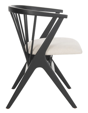 Safavieh NOAH Spindle Dining Chair Set of 2 - Sleek Black Frame with Beige Cushion for Modern Elegance DCH1004A-SET2
