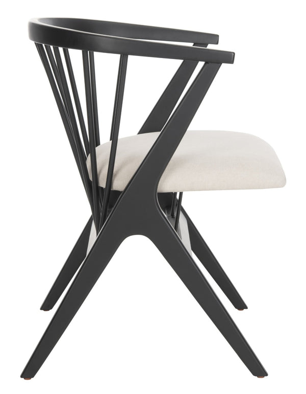 Safavieh NOAH Spindle Dining Chair Set of 2 - Sleek Black Frame with Beige Cushion for Modern Elegance DCH1004A-SET2