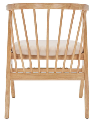 Safavieh NOAH Spindle Dining Chairs Set of 2 - Natural Wood with Beige Cushions for Stylish Comfort DCH1004B-SET2