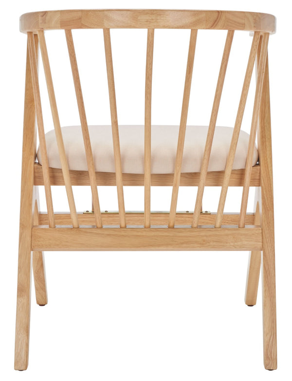 Safavieh NOAH Spindle Dining Chairs Set of 2 - Natural Wood with Beige Cushions for Stylish Comfort DCH1004B-SET2