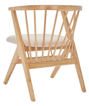 Safavieh NOAH Spindle Dining Chairs Set of 2 - Natural Wood with Beige Cushions for Stylish Comfort DCH1004B-SET2