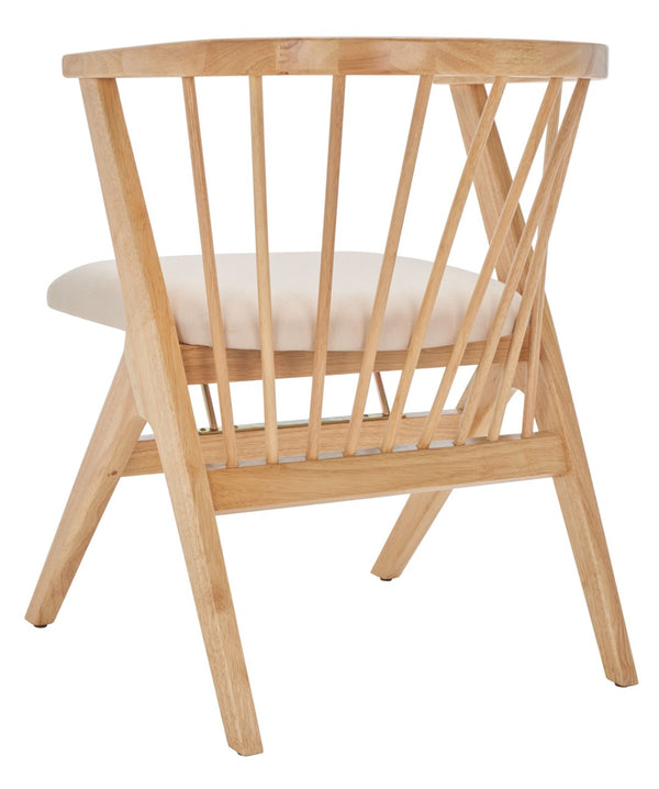 Safavieh NOAH Spindle Dining Chairs Set of 2 - Natural Wood with Beige Cushions for Stylish Comfort DCH1004B-SET2