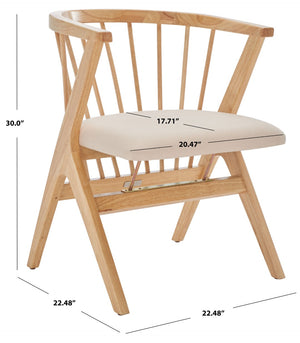 Safavieh NOAH Spindle Dining Chairs Set of 2 - Natural Wood with Beige Cushions for Stylish Comfort DCH1004B-SET2