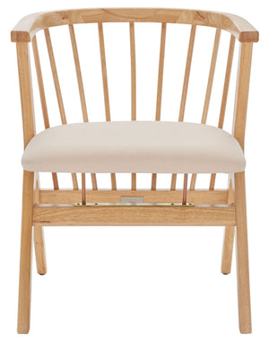 Safavieh NOAH Spindle Dining Chairs Set of 2 - Natural Wood with Beige Cushions for Stylish Comfort DCH1004B-SET2