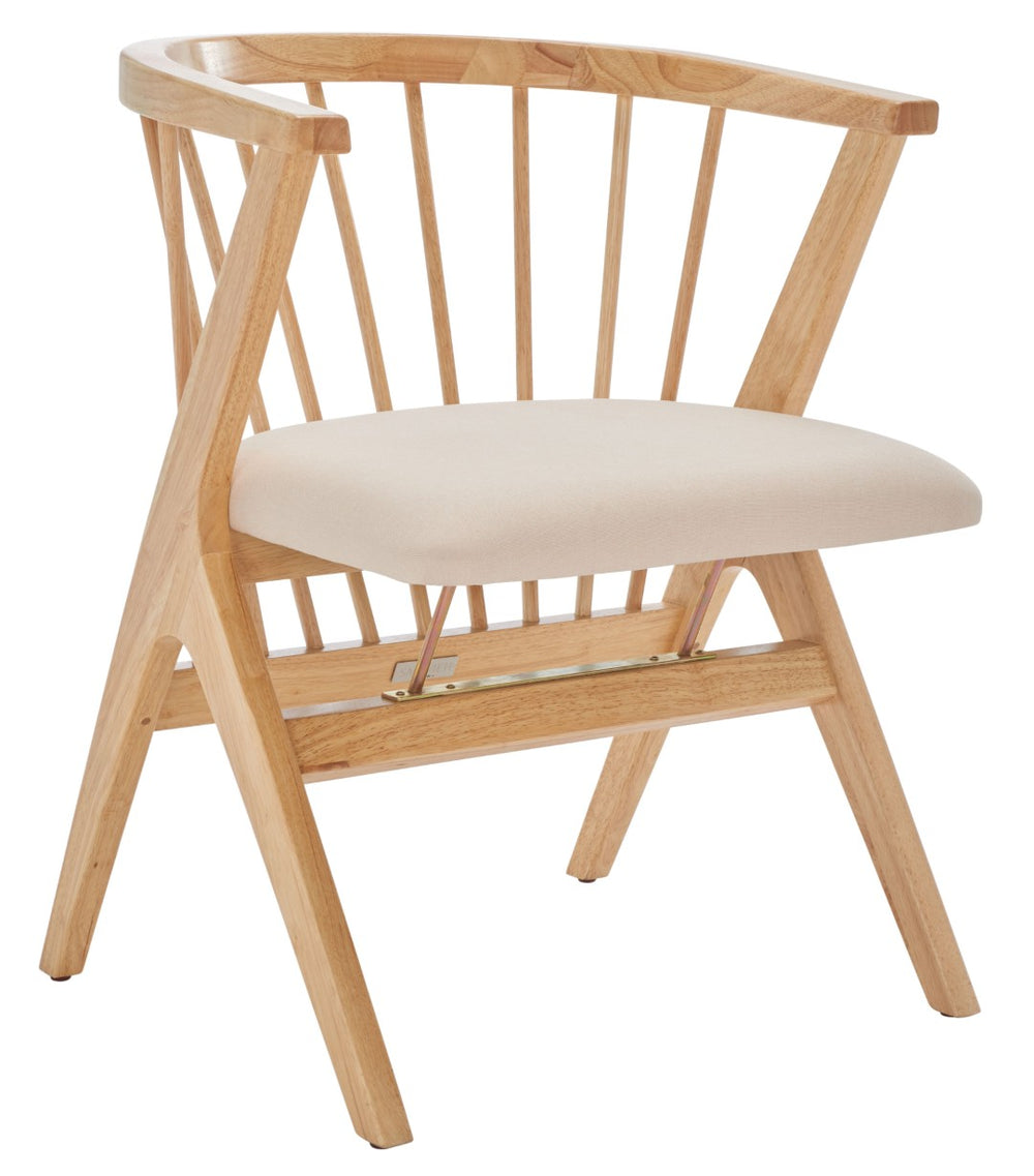 Safavieh NOAH Spindle Dining Chairs Set of 2 - Natural Wood with Beige Cushions for Stylish Comfort DCH1004B-SET2