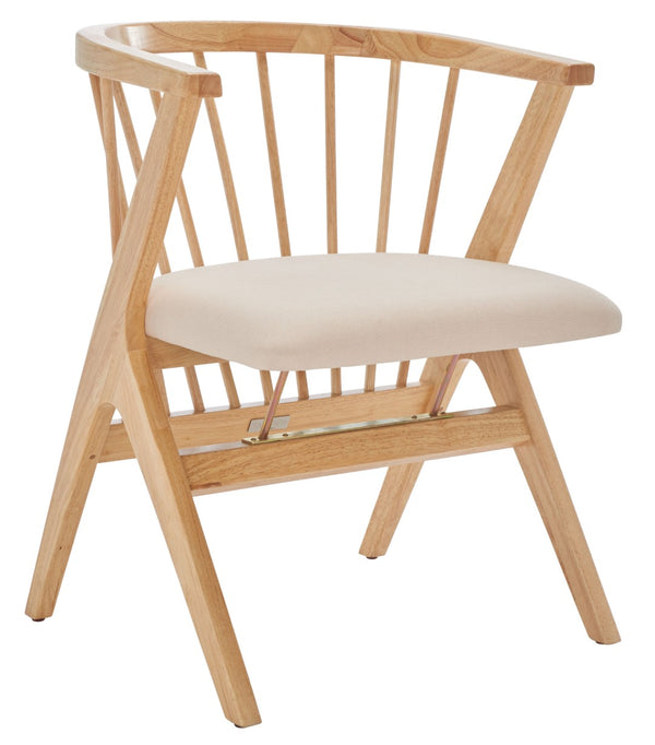 Safavieh NOAH Spindle Dining Chairs Set of 2 - Natural Wood with Beige Cushions for Stylish Comfort DCH1004B-SET2