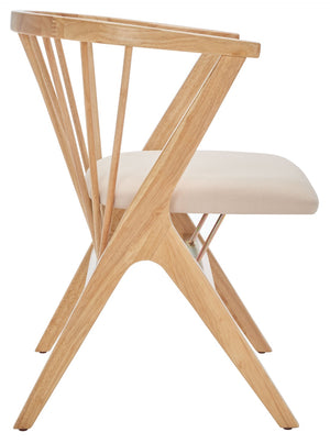 Safavieh NOAH Spindle Dining Chairs Set of 2 - Natural Wood with Beige Cushions for Stylish Comfort DCH1004B-SET2