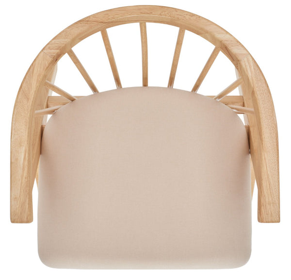 Safavieh NOAH Spindle Dining Chairs Set of 2 - Natural Wood with Beige Cushions for Stylish Comfort DCH1004B-SET2