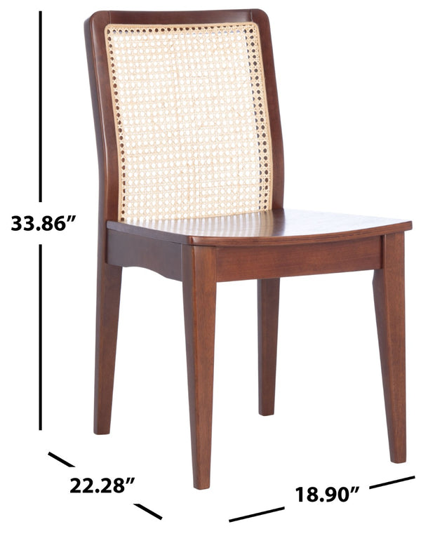 Safavieh BENICIO RATTAN DINING CHAIR SET OF TWO - Coastal-Modern Design for Stylish Dining Spaces and Cafés Dark Brown / Natural DCH1005A-SET2