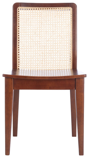 Safavieh BENICIO RATTAN DINING CHAIR SET OF TWO - Coastal-Modern Design for Stylish Dining Spaces and Cafés Dark Brown / Natural DCH1005A-SET2