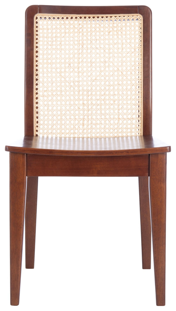 Safavieh BENICIO RATTAN DINING CHAIR SET OF TWO - Coastal-Modern Design for Stylish Dining Spaces and Cafés Dark Brown / Natural DCH1005A-SET2