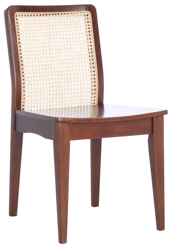 Safavieh BENICIO RATTAN DINING CHAIR SET OF TWO - Coastal-Modern Design for Stylish Dining Spaces and Cafés Dark Brown / Natural DCH1005A-SET2