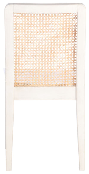 Safavieh BENICIO RATTAN DINING CHAIR SET OF TWO - Coastal-Modern Design for Stylish Dining Spaces and Cafés White / Natural DCH1005B-SET2