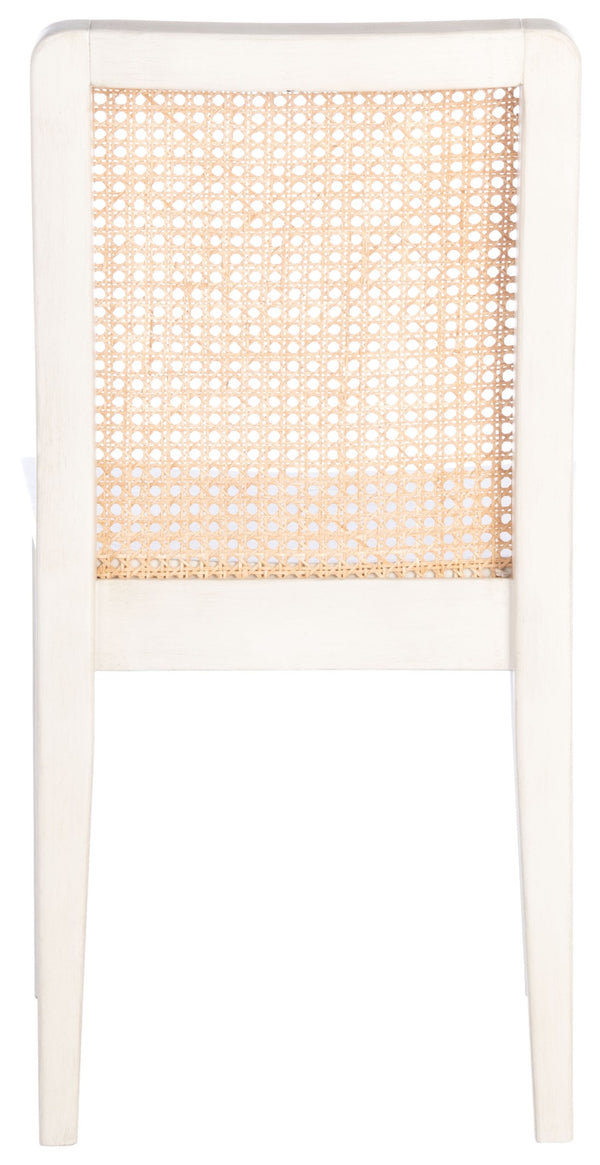 Safavieh BENICIO RATTAN DINING CHAIR SET OF TWO - Coastal-Modern Design for Stylish Dining Spaces and Cafés White / Natural DCH1005B-SET2