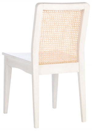 Safavieh BENICIO RATTAN DINING CHAIR SET OF TWO - Coastal-Modern Design for Stylish Dining Spaces and Cafés White / Natural DCH1005B-SET2