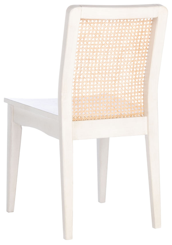 Safavieh BENICIO RATTAN DINING CHAIR SET OF TWO - Coastal-Modern Design for Stylish Dining Spaces and Cafés White / Natural DCH1005B-SET2