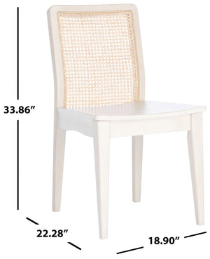 Safavieh BENICIO RATTAN DINING CHAIR SET OF TWO - Coastal-Modern Design for Stylish Dining Spaces and Cafés White / Natural DCH1005B-SET2