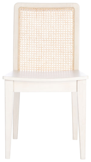 Safavieh BENICIO RATTAN DINING CHAIR SET OF TWO - Coastal-Modern Design for Stylish Dining Spaces and Cafés White / Natural DCH1005B-SET2
