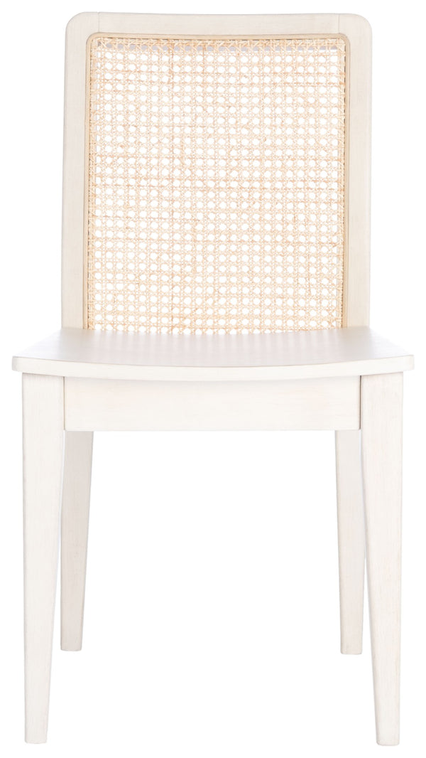 Safavieh BENICIO RATTAN DINING CHAIR SET OF TWO - Coastal-Modern Design for Stylish Dining Spaces and Cafés White / Natural DCH1005B-SET2