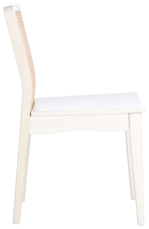 Safavieh BENICIO RATTAN DINING CHAIR SET OF TWO - Coastal-Modern Design for Stylish Dining Spaces and Cafés White / Natural DCH1005B-SET2