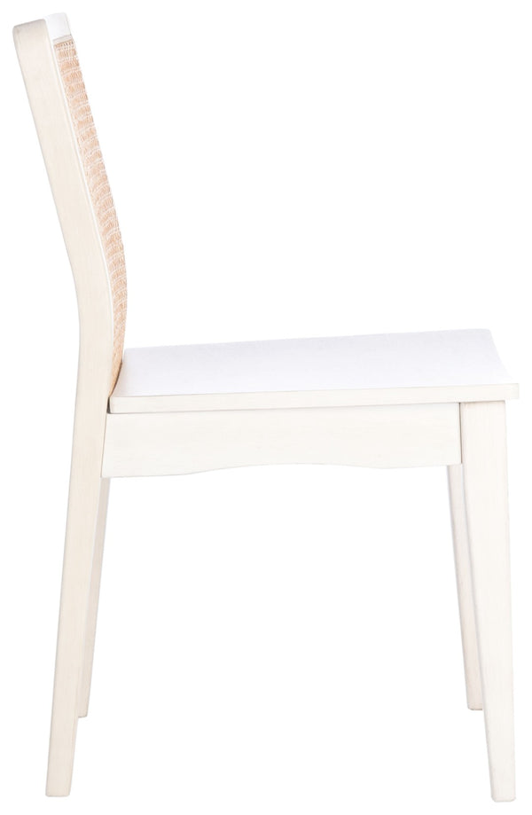 Safavieh BENICIO RATTAN DINING CHAIR SET OF TWO - Coastal-Modern Design for Stylish Dining Spaces and Cafés White / Natural DCH1005B-SET2