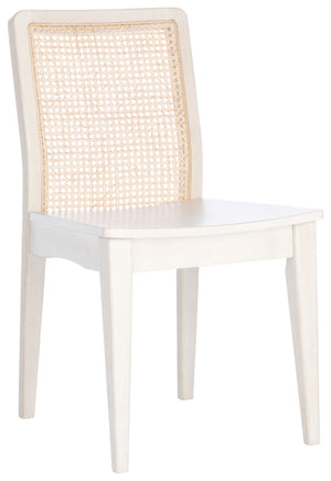 Safavieh BENICIO RATTAN DINING CHAIR SET OF TWO - Coastal-Modern Design for Stylish Dining Spaces and Cafés White / Natural DCH1005B-SET2