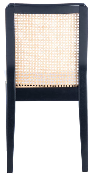 Safavieh BENICIO RATTAN DINING CHAIR SET OF TWO - Coastal-Modern Design for Stylish Dining Spaces and Cafés Black / Natural DCH1005C-SET2