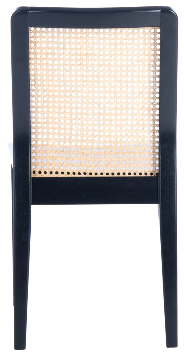 Safavieh BENICIO RATTAN DINING CHAIR SET OF TWO - Coastal-Modern Design for Stylish Dining Spaces and Cafés Black / Natural DCH1005C-SET2