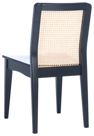 Safavieh BENICIO RATTAN DINING CHAIR SET OF TWO - Coastal-Modern Design for Stylish Dining Spaces and Cafés Black / Natural DCH1005C-SET2