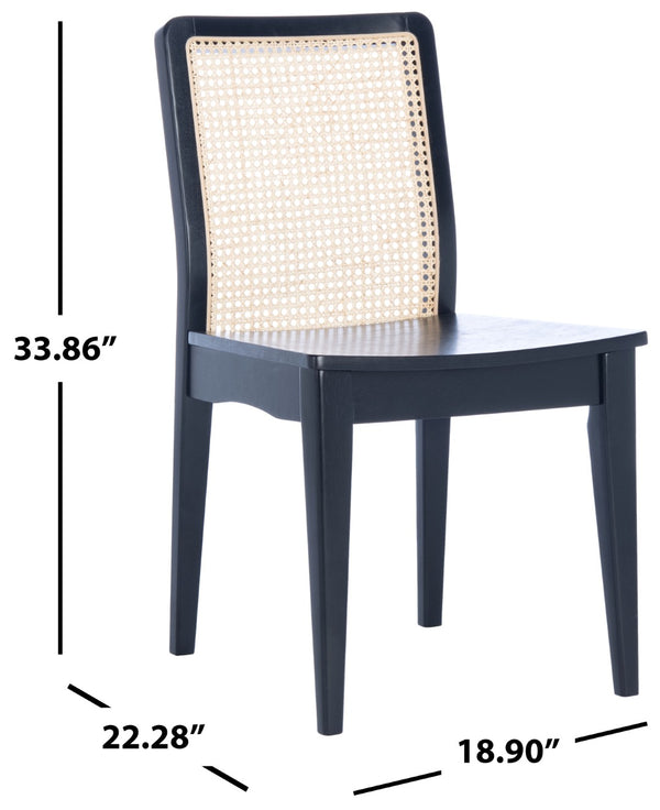 Safavieh BENICIO RATTAN DINING CHAIR SET OF TWO - Coastal-Modern Design for Stylish Dining Spaces and Cafés Black / Natural DCH1005C-SET2