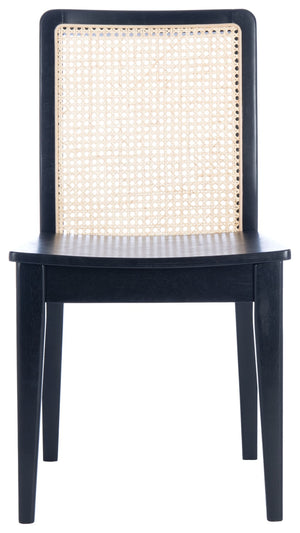 Safavieh BENICIO RATTAN DINING CHAIR SET OF TWO - Coastal-Modern Design for Stylish Dining Spaces and Cafés Black / Natural DCH1005C-SET2