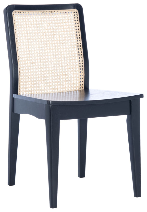 Safavieh BENICIO RATTAN DINING CHAIR SET OF TWO - Coastal-Modern Design for Stylish Dining Spaces and Cafés Black / Natural DCH1005C-SET2