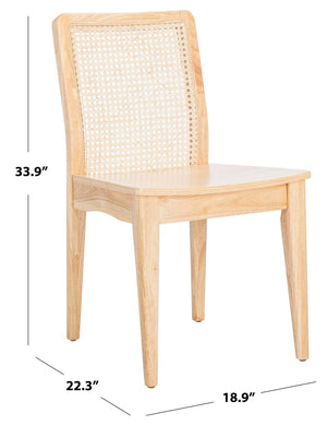 Safavieh BENICIO RATTAN DINING CHAIR SET OF TWO - Coastal-Modern Design for Stylish Dining Spaces and Cafés Natural DCH1005D-SET2