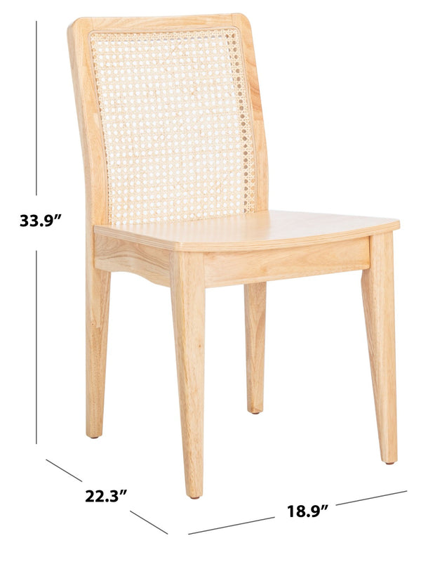 Safavieh BENICIO RATTAN DINING CHAIR SET OF TWO - Coastal-Modern Design for Stylish Dining Spaces and Cafés Natural DCH1005D-SET2