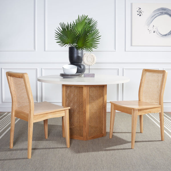 Safavieh BENICIO RATTAN DINING CHAIR SET OF TWO - Coastal-Modern Design for Stylish Dining Spaces and Cafés Natural DCH1005D-SET2