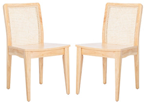 Safavieh BENICIO RATTAN DINING CHAIR SET OF TWO - Coastal-Modern Design for Stylish Dining Spaces and Cafés Natural DCH1005D-SET2