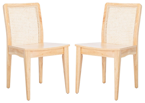 Safavieh BENICIO RATTAN DINING CHAIR SET OF TWO - Coastal-Modern Design for Stylish Dining Spaces and Cafés Natural DCH1005D-SET2